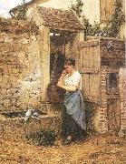 Mosler, Henry Peasant Girl and Doves oil painting